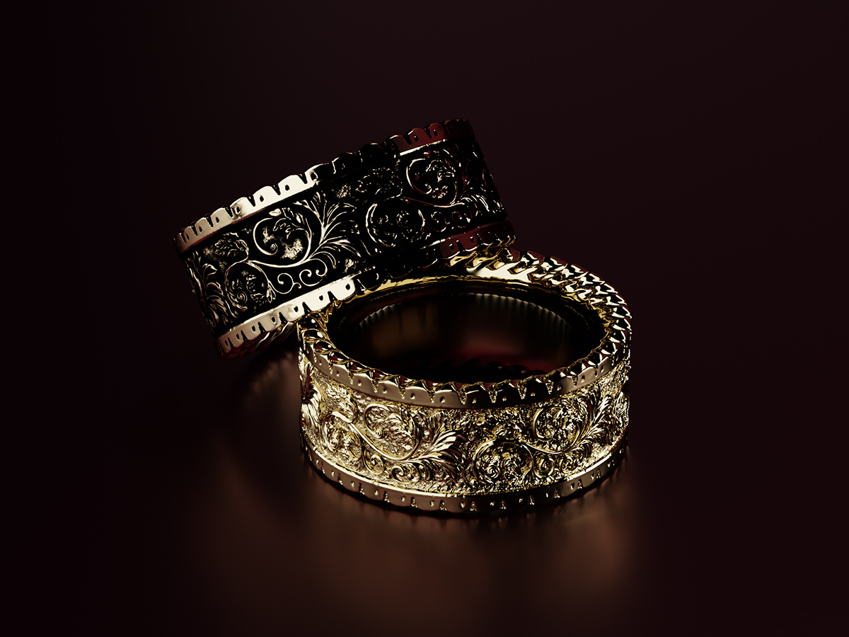 Vintage Ring. Jewellery Product 3D Rendering.